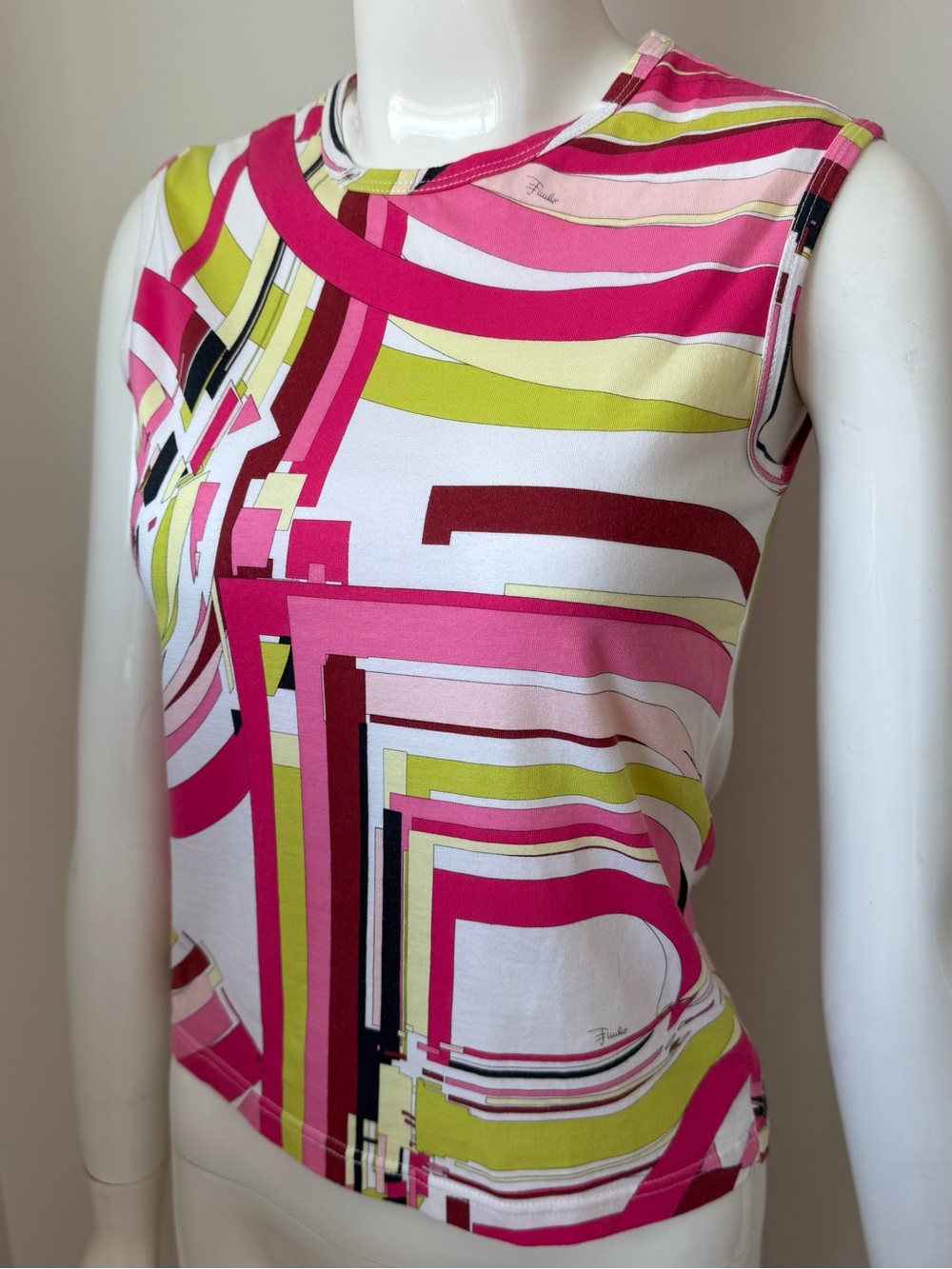 Emilio Pucci geometric graphic multicolor sleeveless tank top - Picture 4 of 7